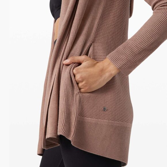 Lululemon Sundown Sweater Wrap Soft Sand Hooded Cardigan - Picture 2 of 8